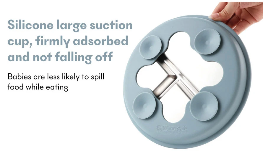 5-piece stainless steel suction plate and bowl set with silicone------05